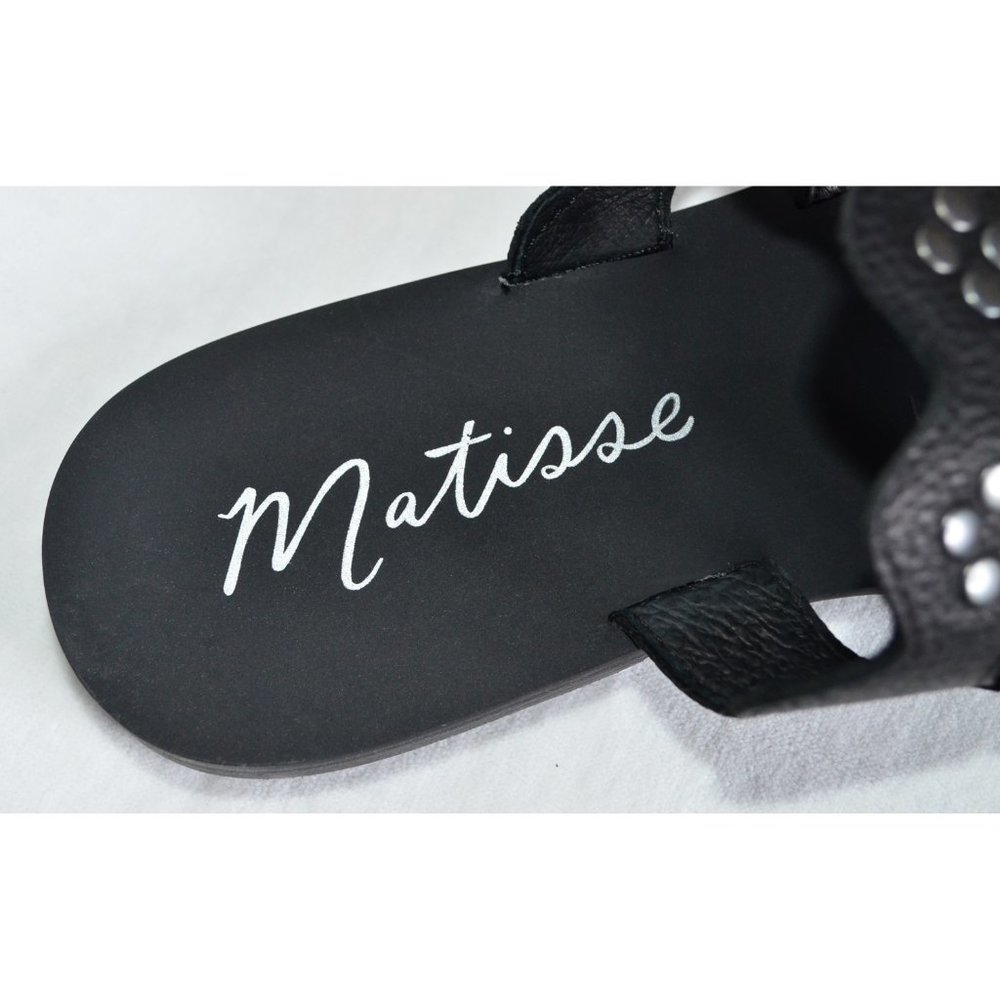 Matisse Wide Eyed Studded Leather Slide Sandals Black 9M - Picture 7 of 11